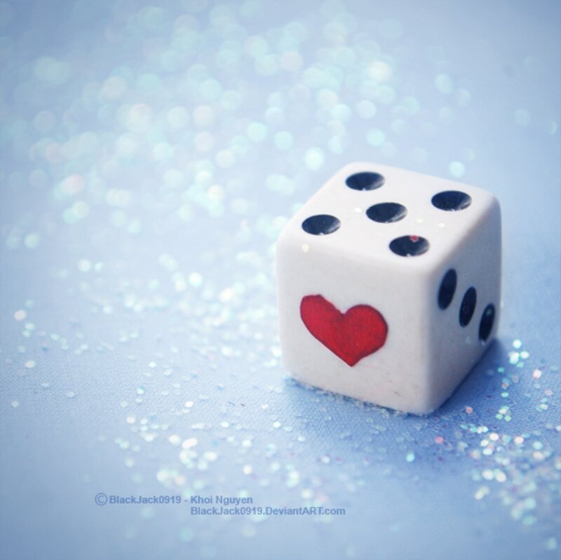 White Die with Heart