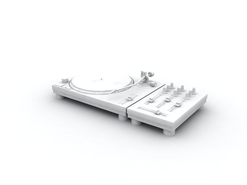 white dj turntable setup