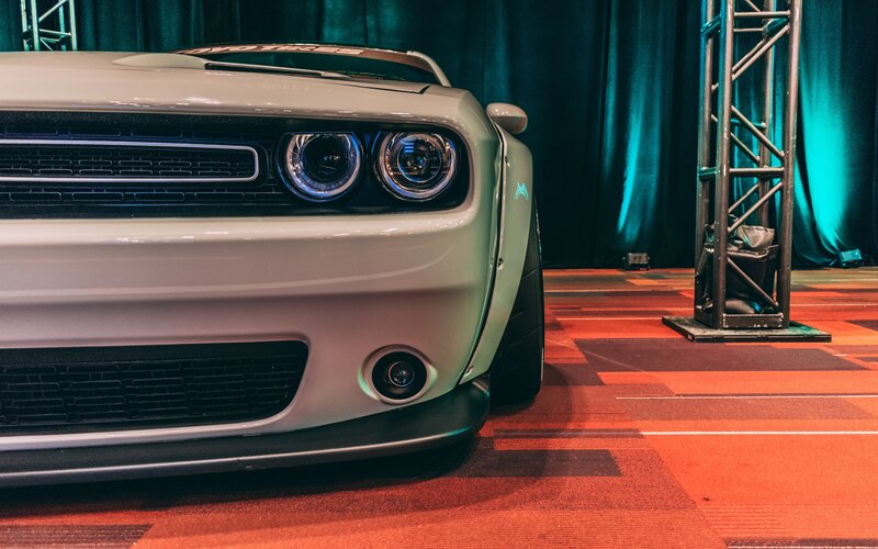 White Dodge Challenger — Dramatic, Photograph, Car, Stage