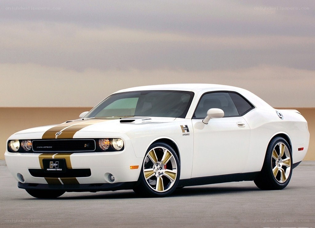 white dodge challenger muscle car
