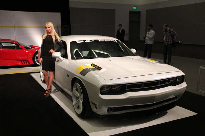 White Dodge Challenger — Neutral, Photograph, Woman