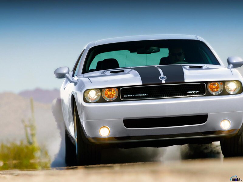 White Dodge Challenger — Silver