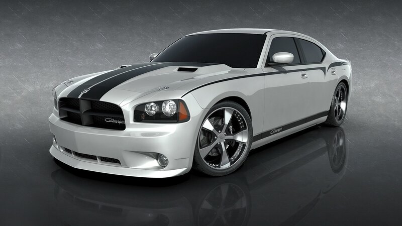 White Dodge Charger — Dramatic, Digital Art, Car