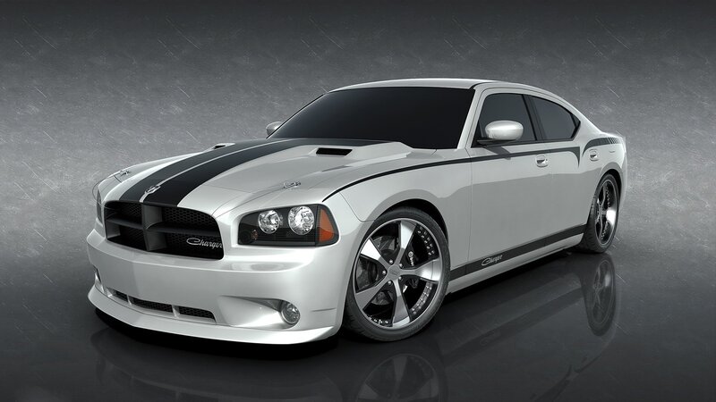 White Dodge Charger — Dramatic, Digital Art