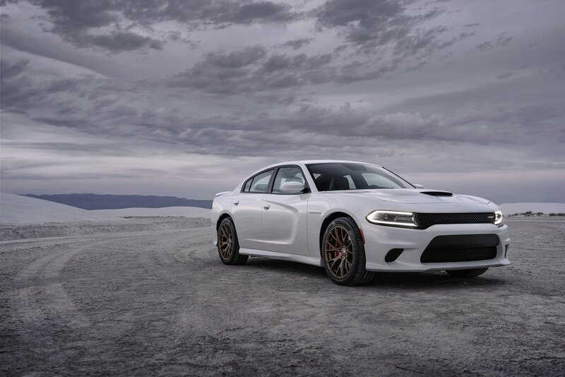 White Dodge Charger — Dramatic, Sunset