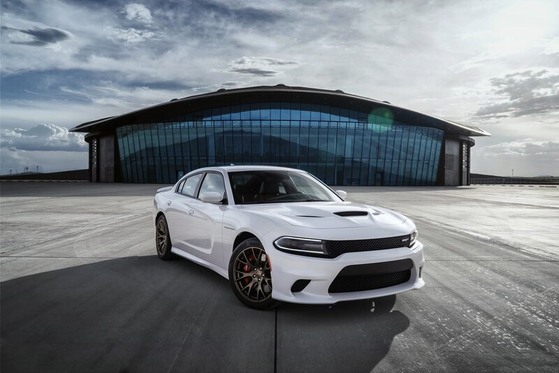 White Dodge Charger — Dramatic