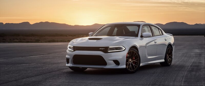 White Dodge Charger Srt — Dramatic, Sunset, Photograph, Car