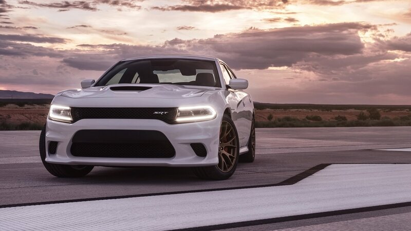 White Dodge Charger Srt — Dramatic, Sunset