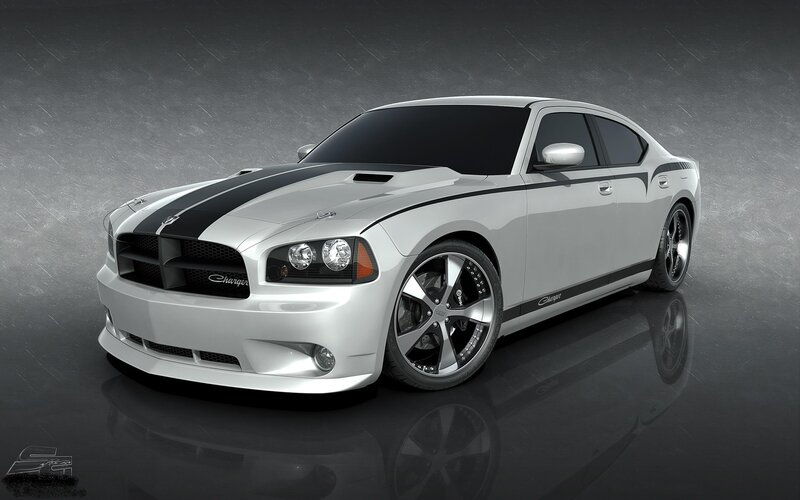white dodge charger with black stripes