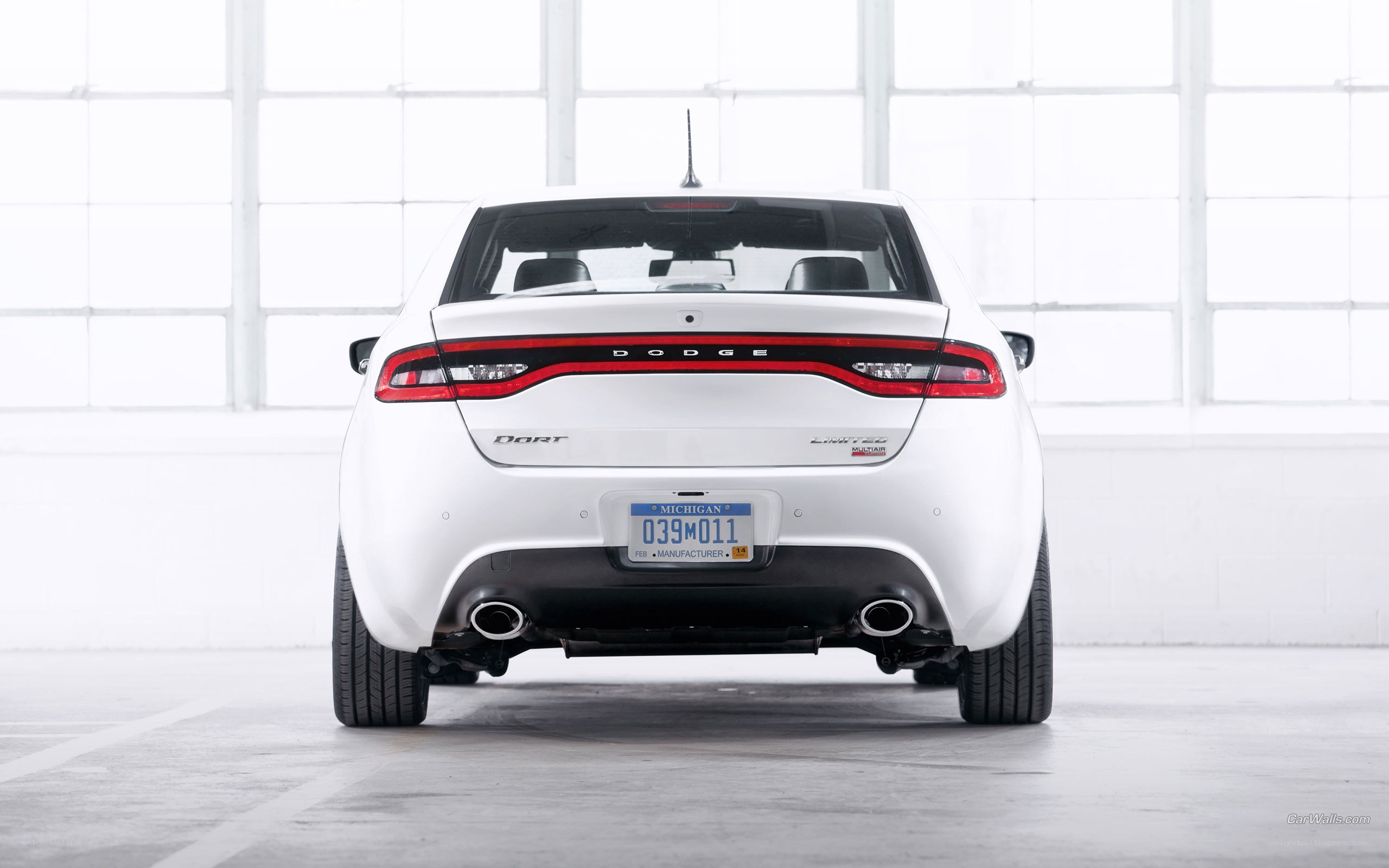 white dodge dart rear view