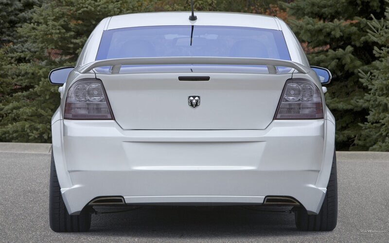 white dodge sedan rear view