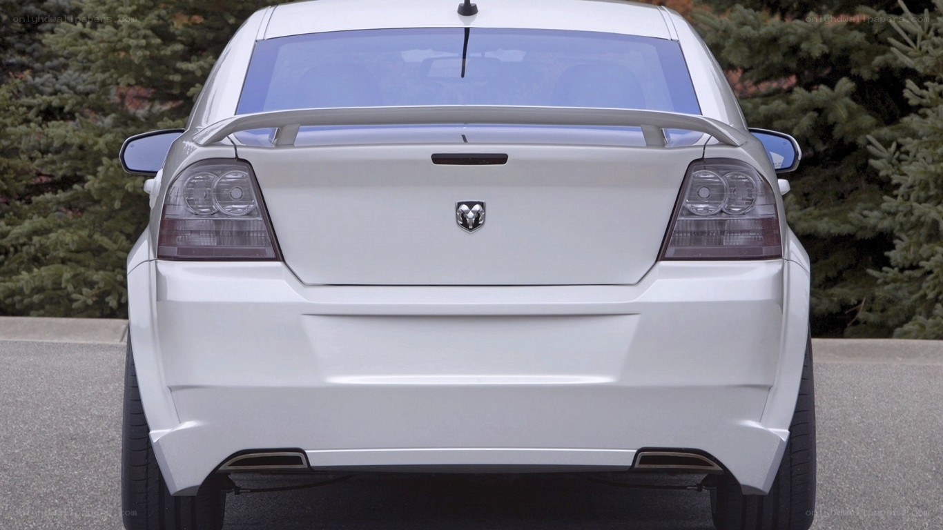 white dodge sedan rear view