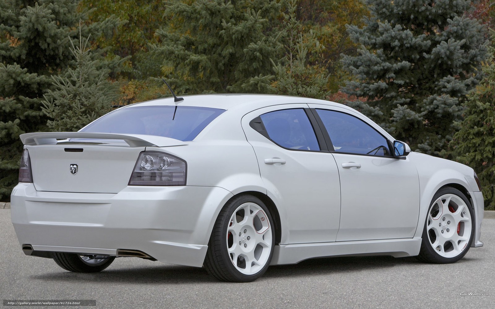 white dodge sedan with spoiler