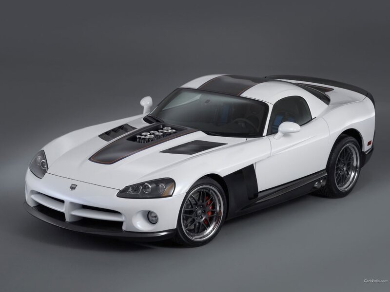 white dodge viper sports car