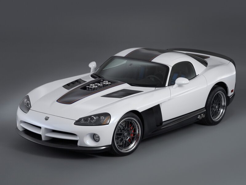 white dodge viper sports car
