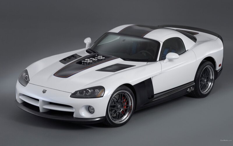 white dodge viper sports car