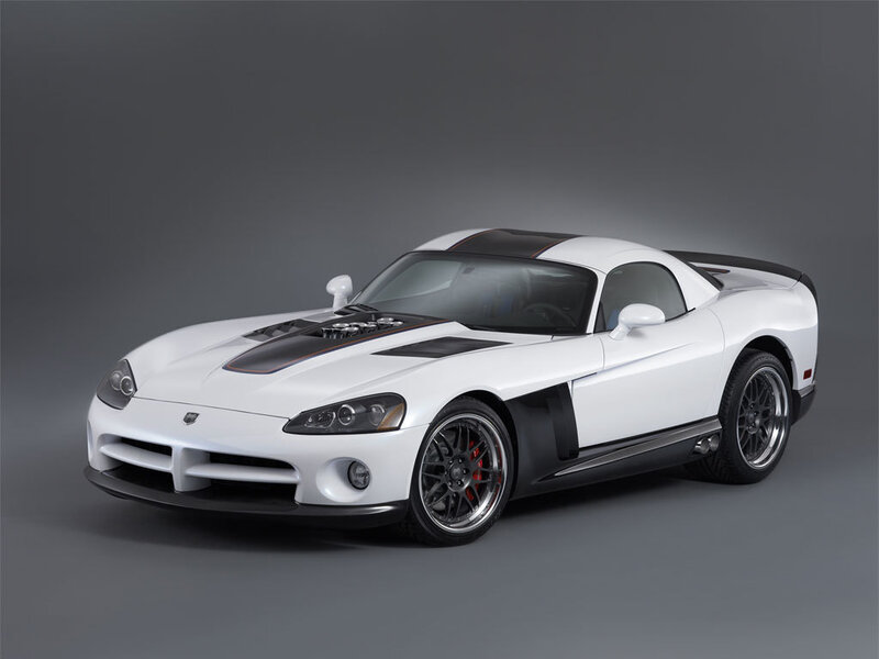white dodge viper sports car