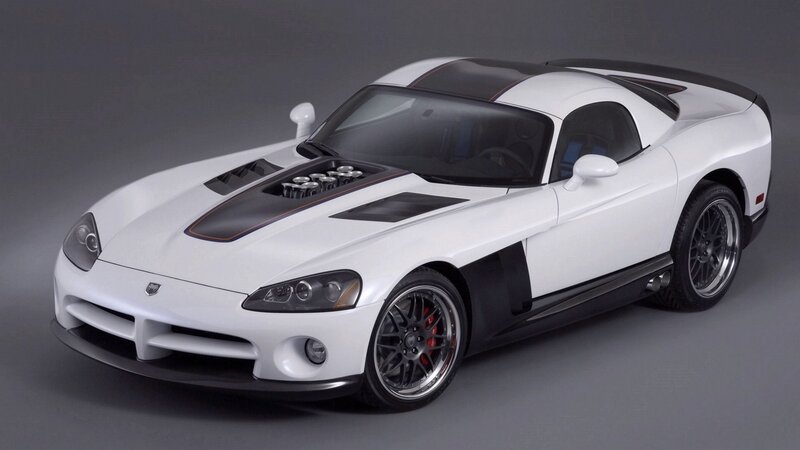 white dodge viper sports car