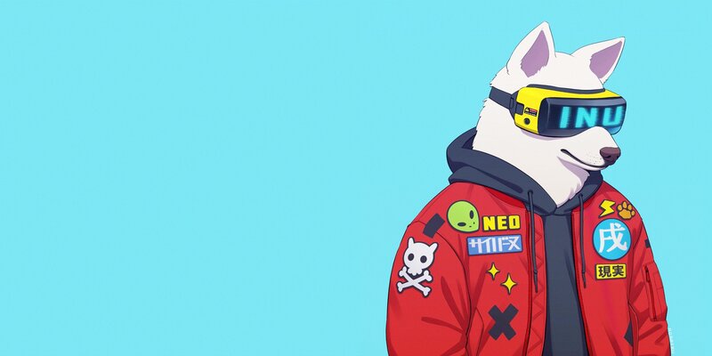 White Dog in Jacket — Blue