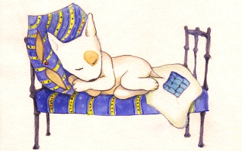 White Dog Sleeping — Blue