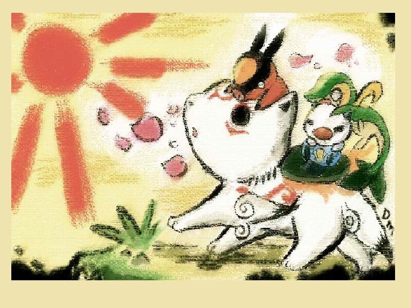 White Dog with Two Creatures