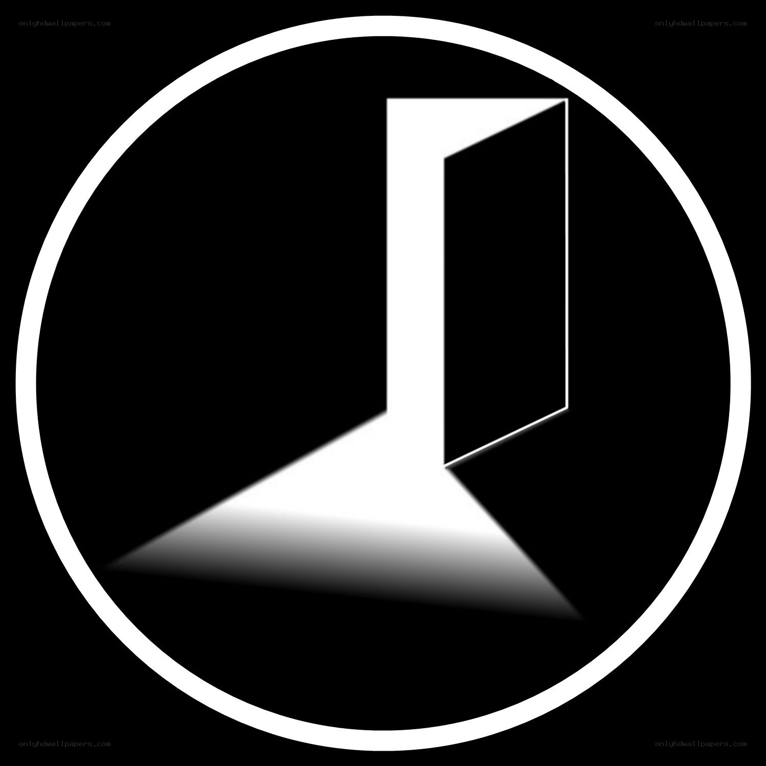 white door in black circle