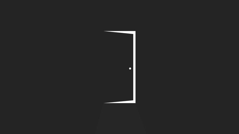 White Door on Black Background