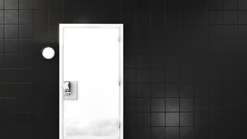 White Door on Black Wall