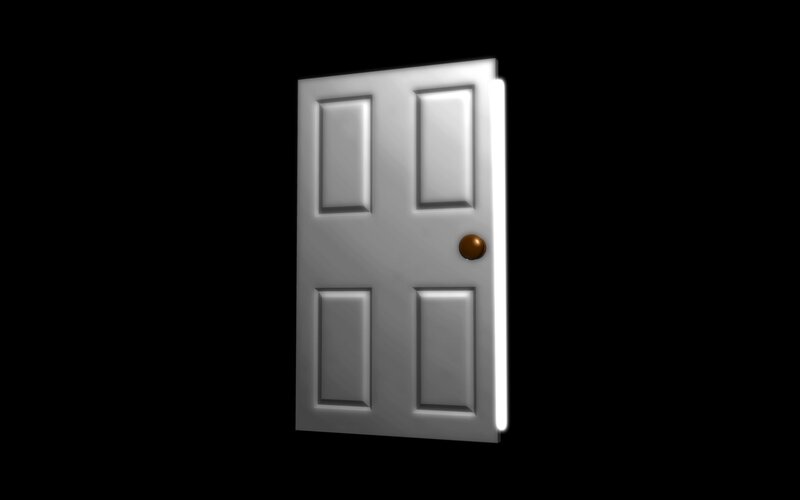 white door with brass doorknob