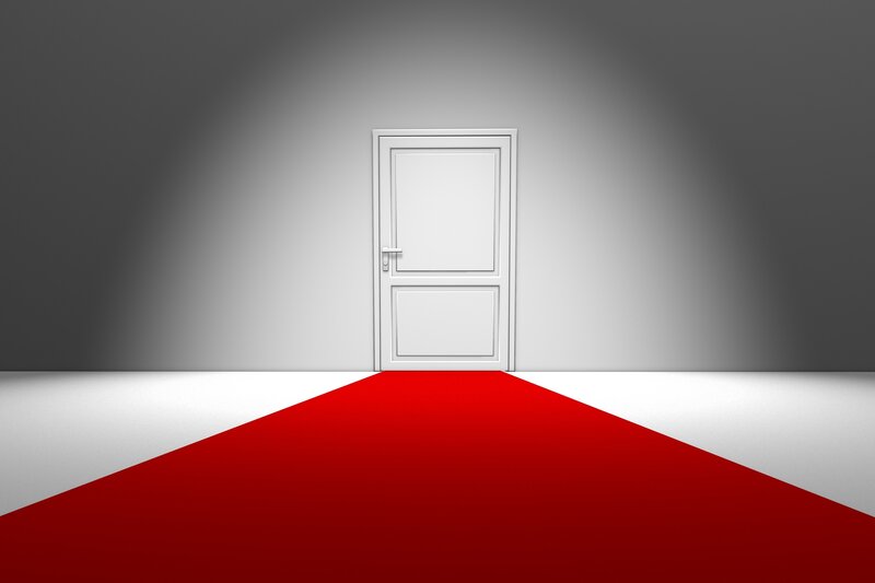 White Door with Red Carpet