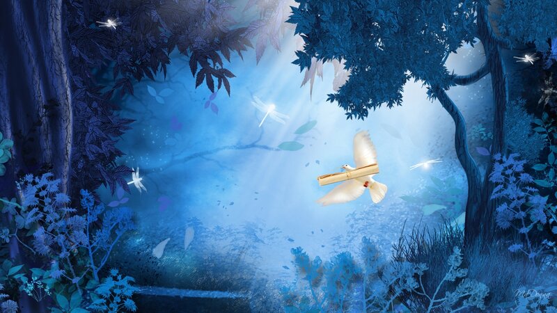 White Dove Carrying Scroll
