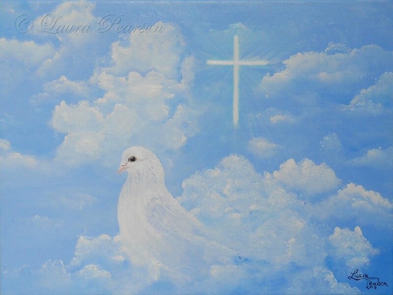 White Dove in Clouds