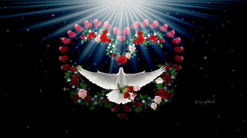 White Dove with Floral Wreath