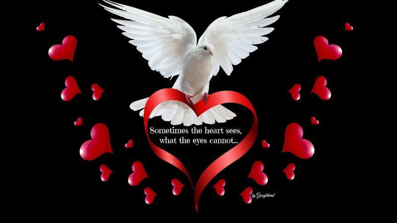 White Dove with Hearts — Black
