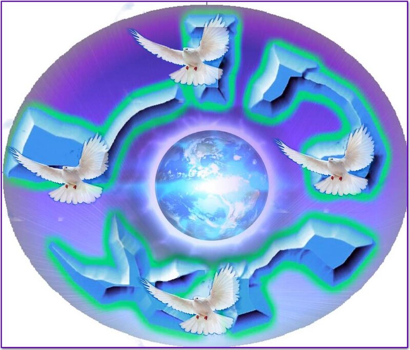 White Doves Around Earth — Blue