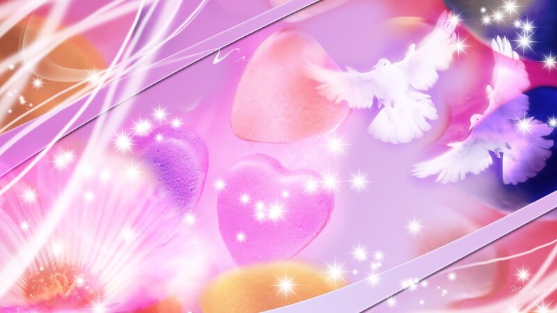 White Doves Flying — Pink