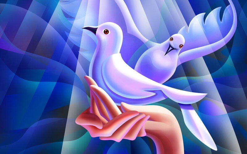 White Doves on Hand