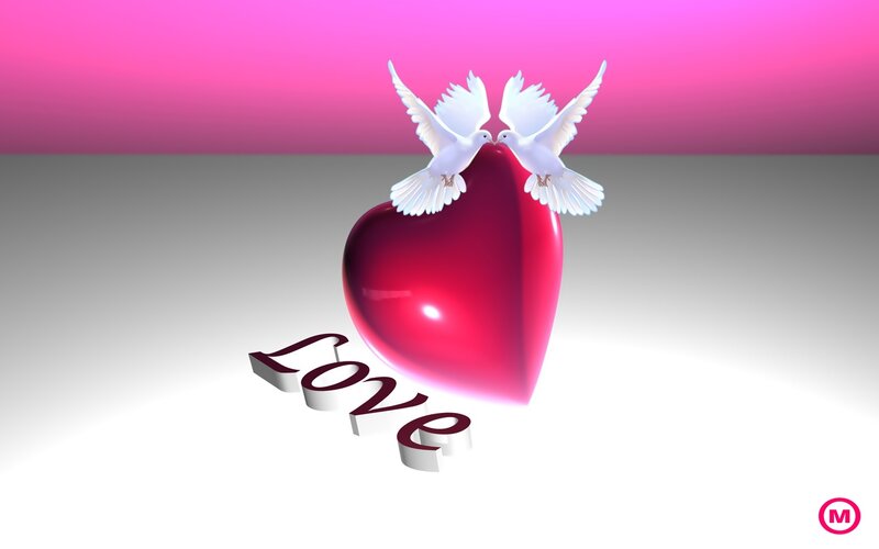 White Doves on Red Heart