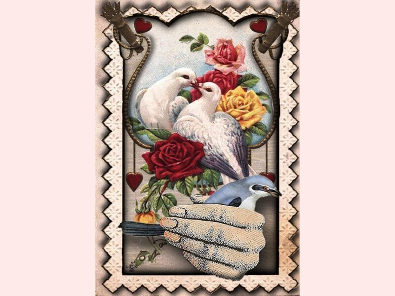 White Doves with Roses
