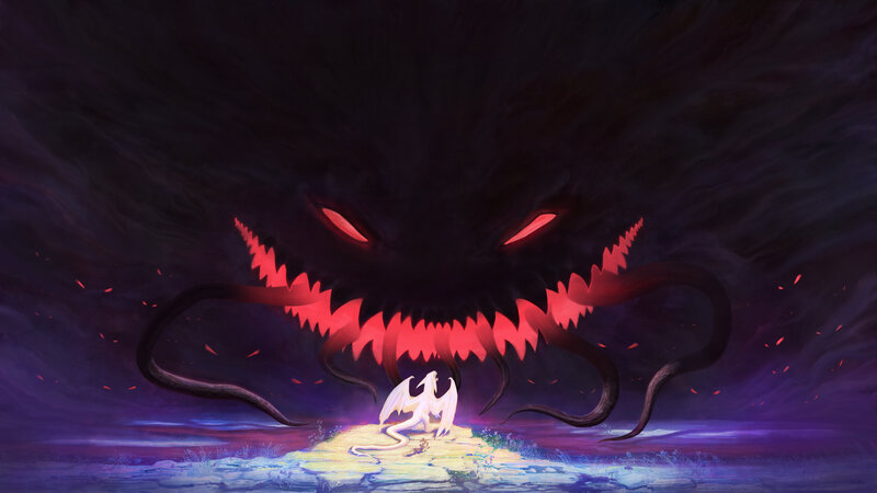 White Dragon Facing Monster