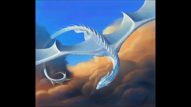 White Dragon Flying — Blue
