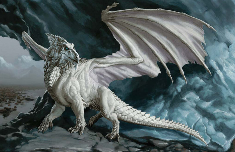 white dragon in a cave