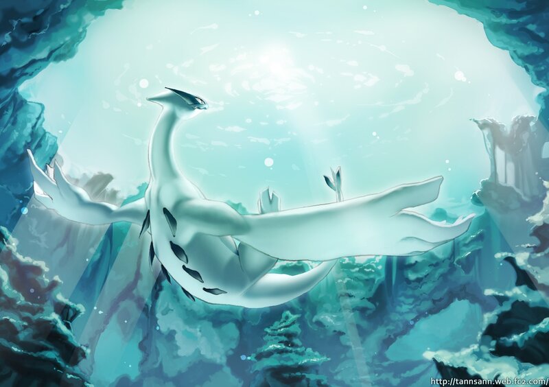 White Dragon in Cave — Blue, Serene, Digital Art