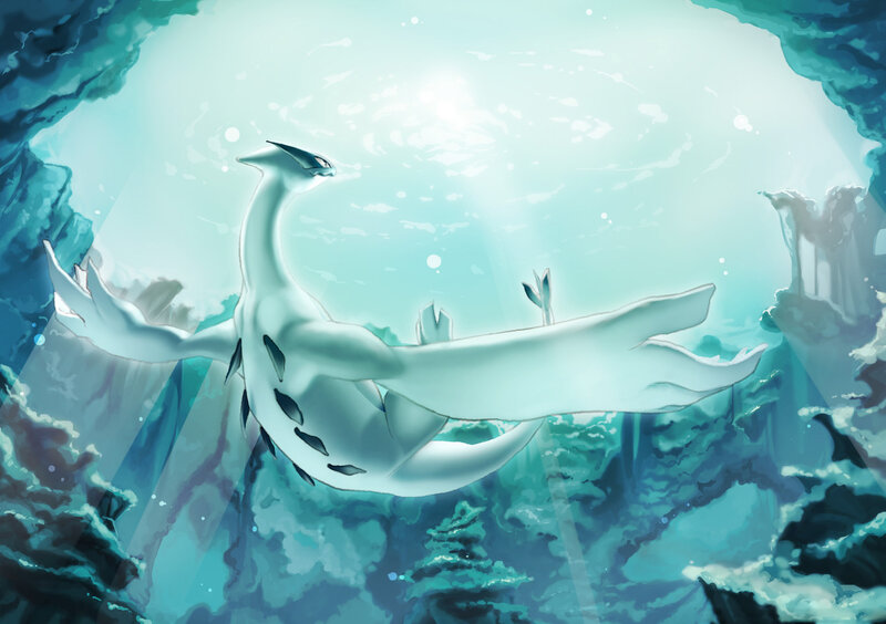 White Dragon in Cave — Blue, Serene