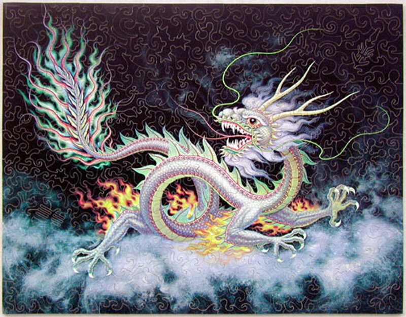 White Dragon in Clouds