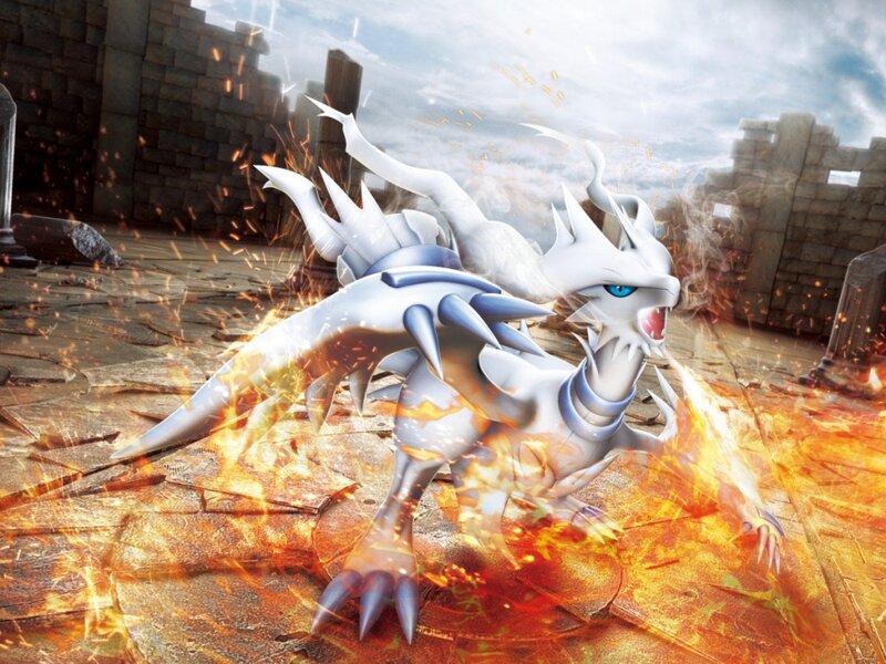 White Dragon in Flames — Dramatic, Digital Art, Fire