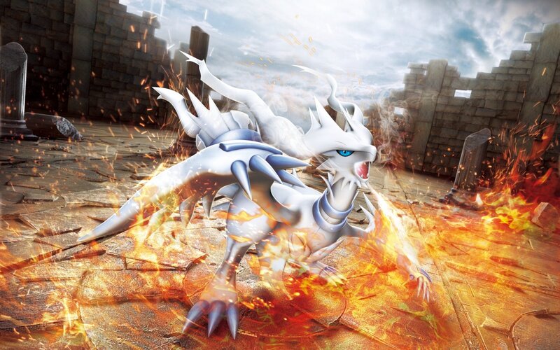 White Dragon in Flames — Dramatic, Digital Art