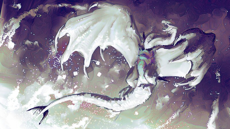 White dragon in flight