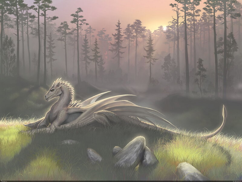White Dragon in Forest