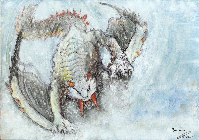 White dragon in snowstorm